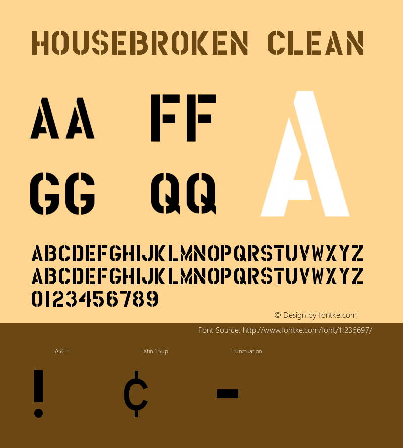 HouseBroken Clean Version 001.000 Font Sample