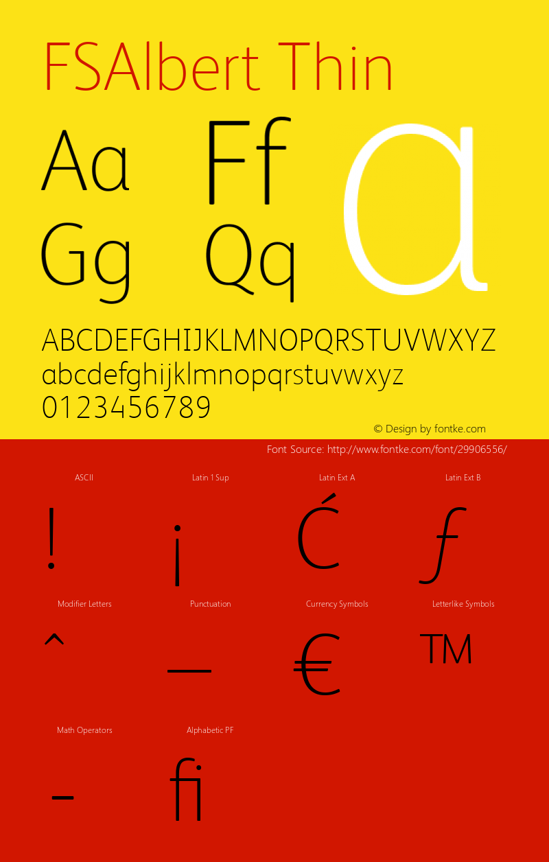 FSAlbert Thin Version 1.000;PS 001.000;hotconv 1.0.38 Font Sample