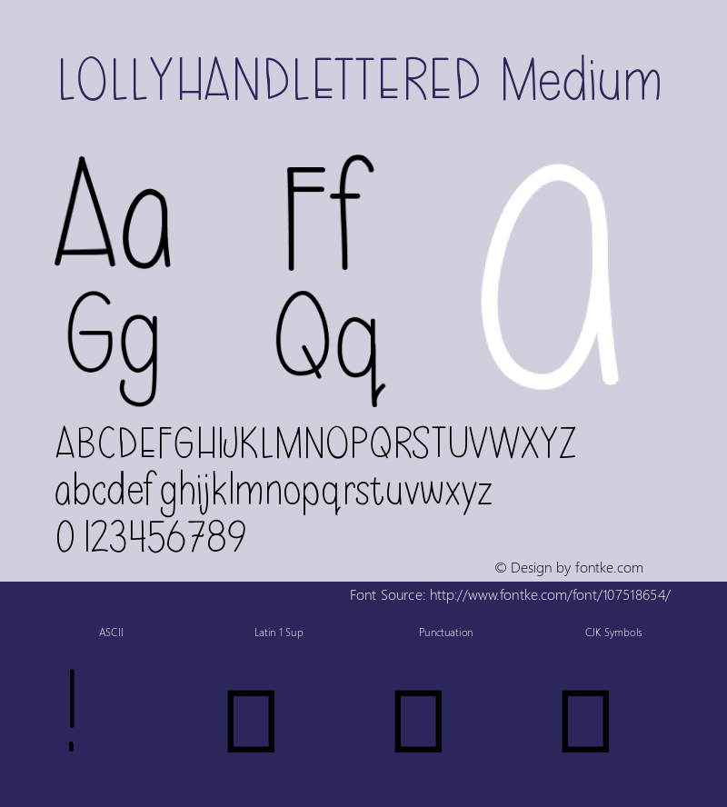 LOLLYHANDLETTERED Version 001.000 Font Sample