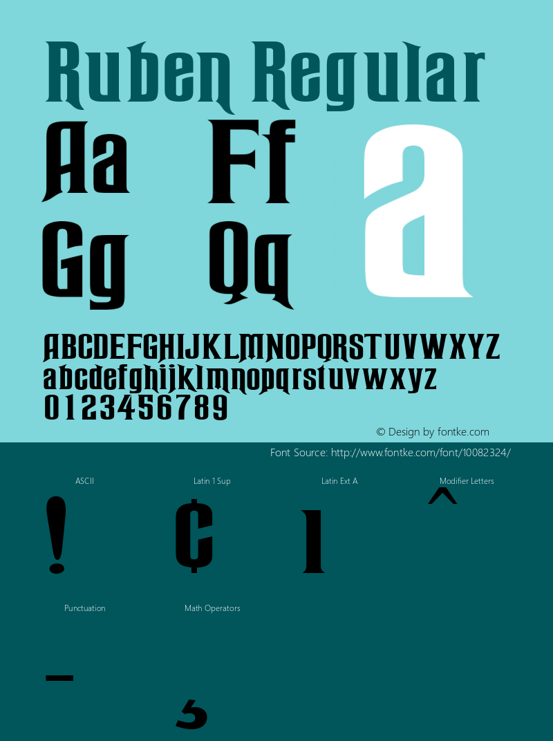 Ruben Regular Macromedia Fontographer 4.1 12/28/96 Font Sample