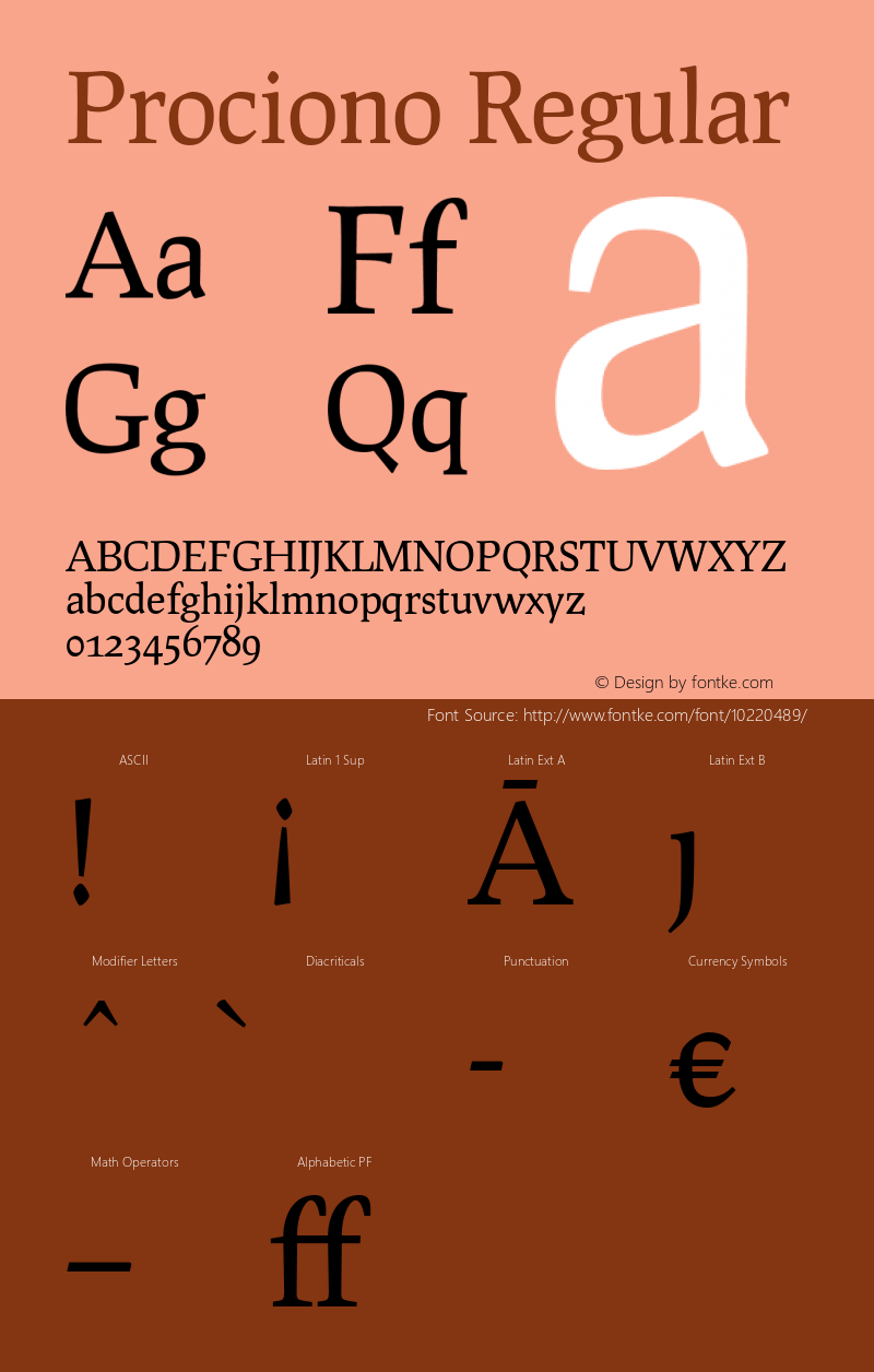 Prociono Regular Version 2.1.2 Font Sample