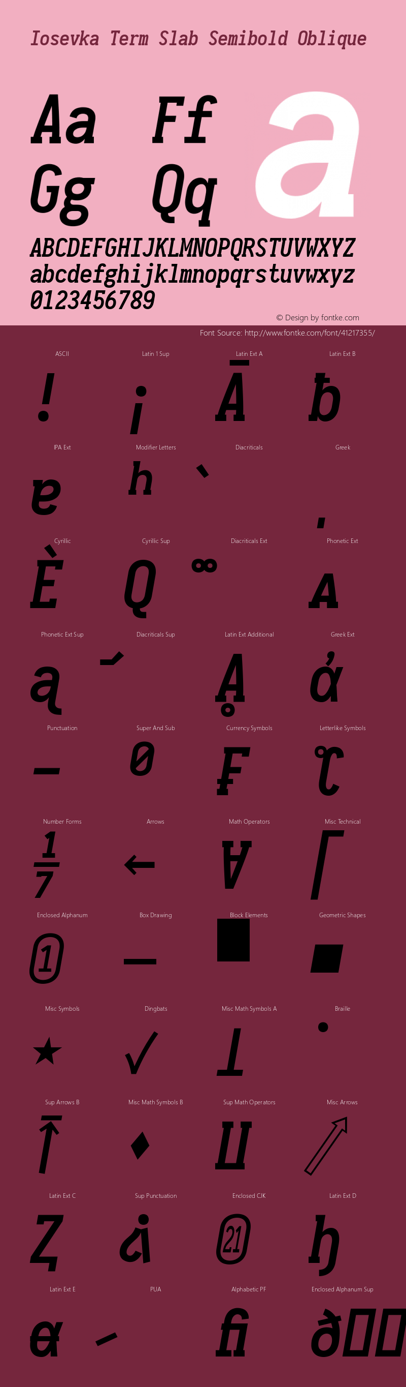 Iosevka Term Slab Semibold Oblique 2.3.1 Font Sample