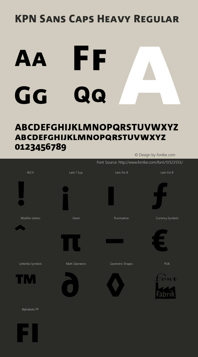 KPN Sans Caps Heavy Regular Version 1.00 April 12, 2008, initial release Font Sample