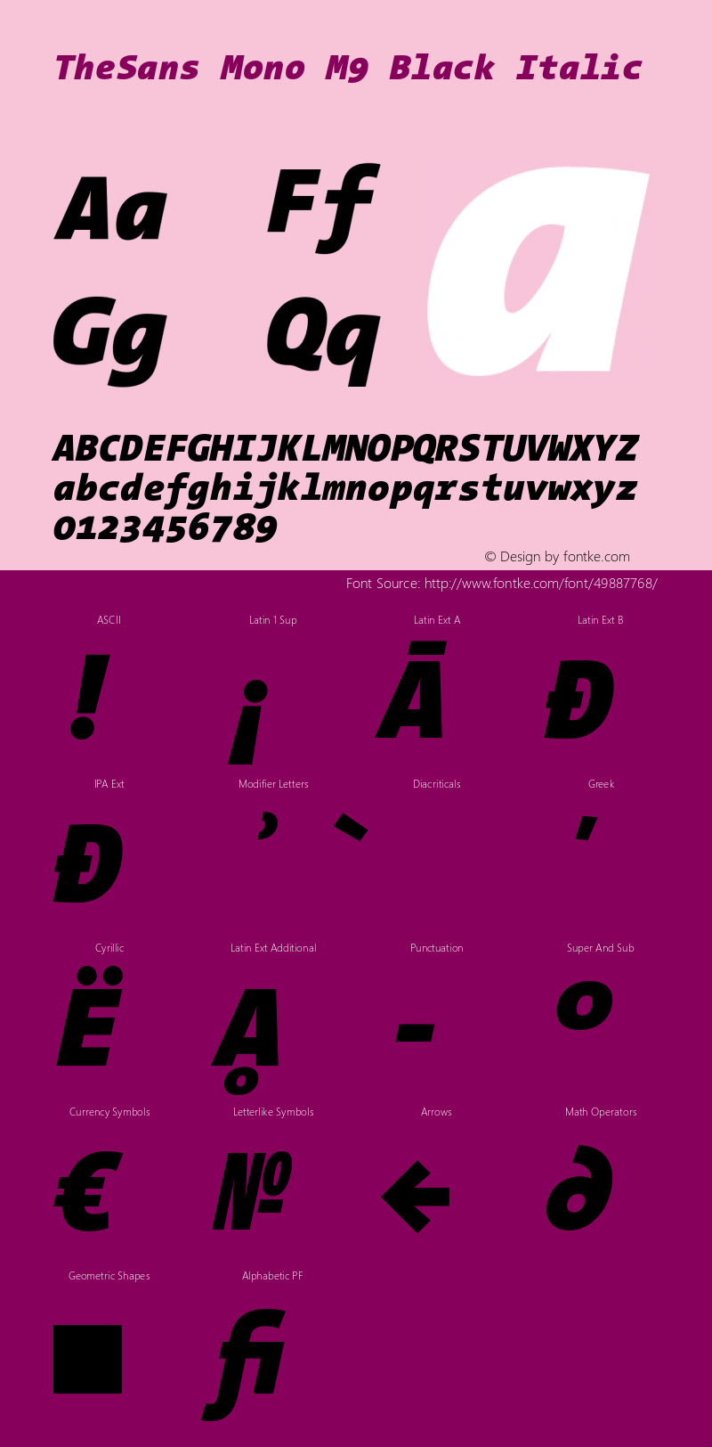 TheSansMono-M9BlackItalic 3.006 Font Sample