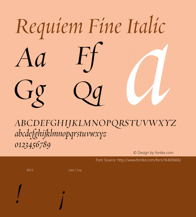 Requiem Fine Italic Version 1.000 Font Sample