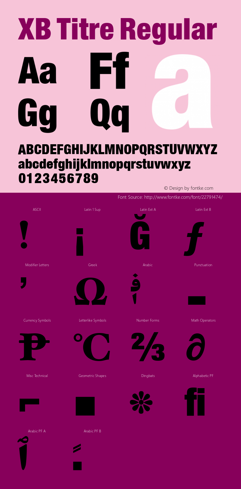 XB Titre Version 4.000 2007 initial release Font Sample