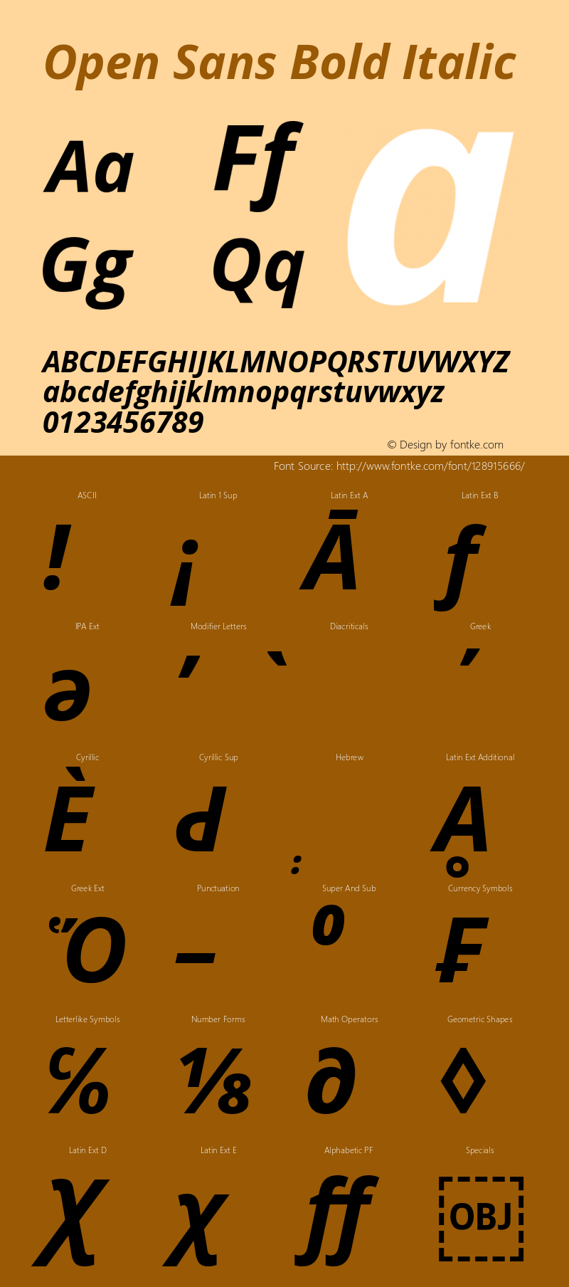 Open Sans Bold Italic Version 3.000; ttfautohint (v1.8.3) Font Sample