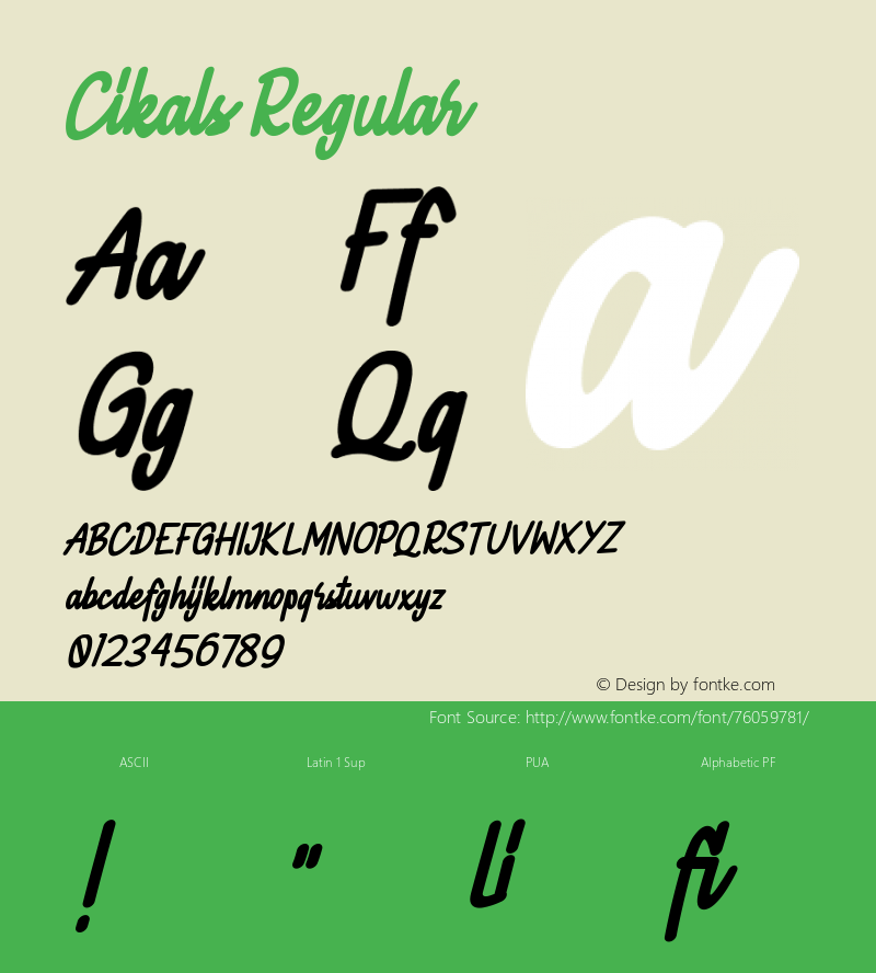 Cikals Version 1.000 Font Sample