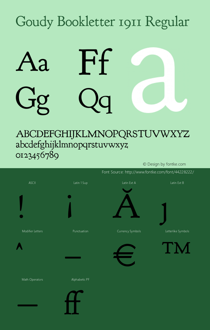 Goudy Bookletter 1911 Version 2010.07.03 Font Sample