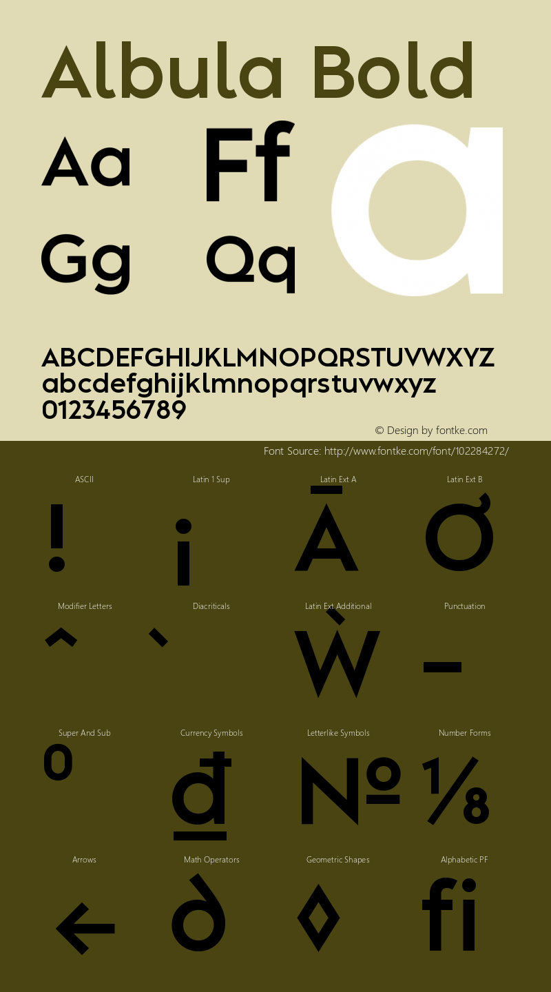 Albula Bold Version 1.000;hotconv 1.0.109;makeotfexe 2.5.65596 Font Sample