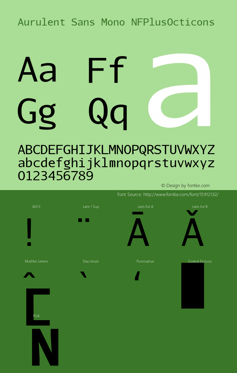 Aurulent Sans Mono NFPlusOcticons Version 2007.05.04 Font Sample