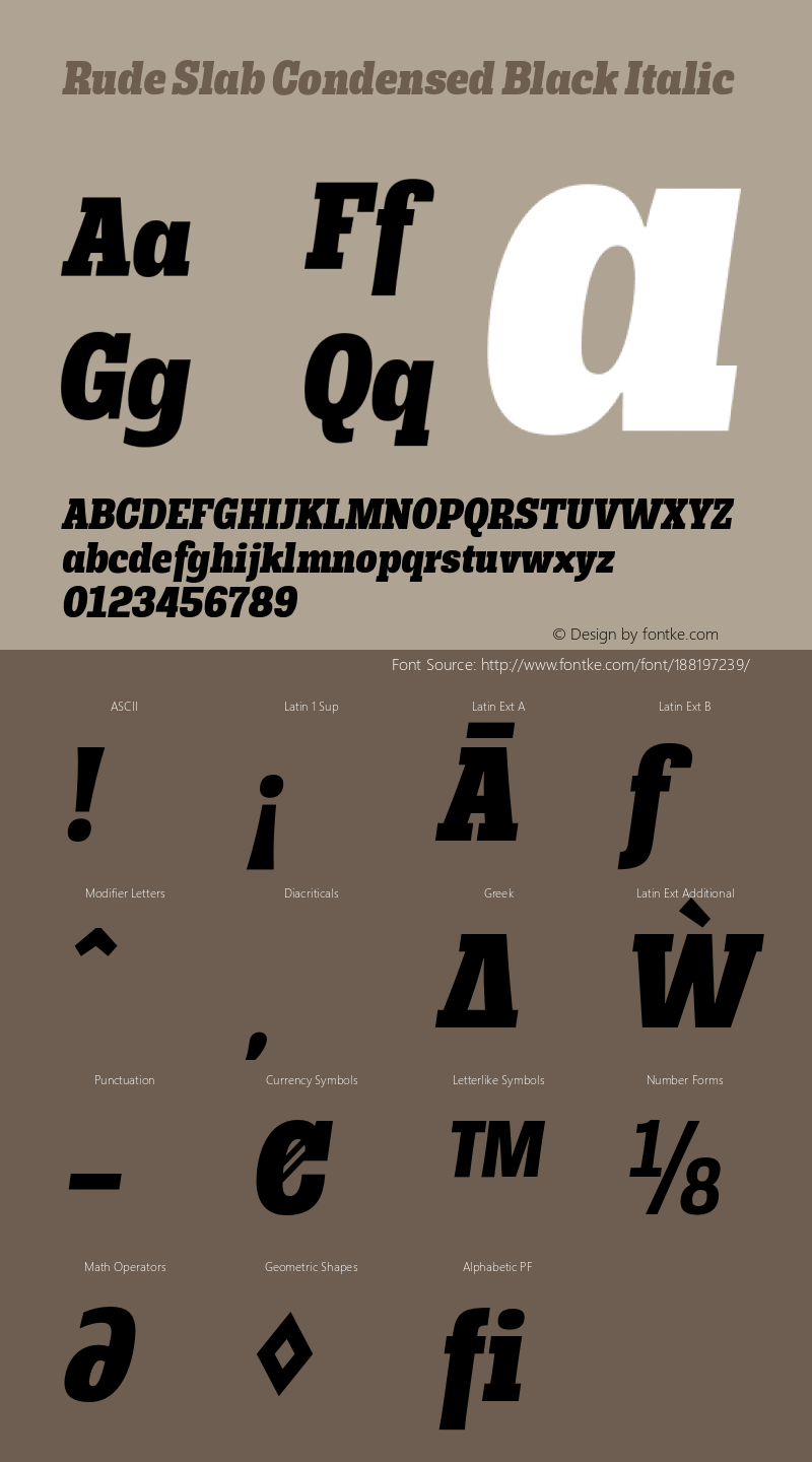 Rude Slab Condensed Black Italic Version 1.001;PS 001.001;hotconv 1.0.70;makeotf.lib2.5.58329图片样张