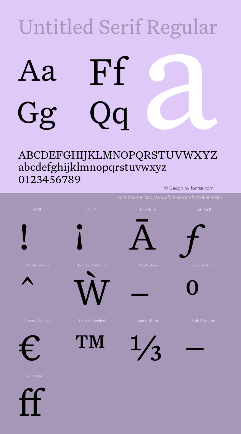 Untitled Serif Regular Version 1.000 Font Sample