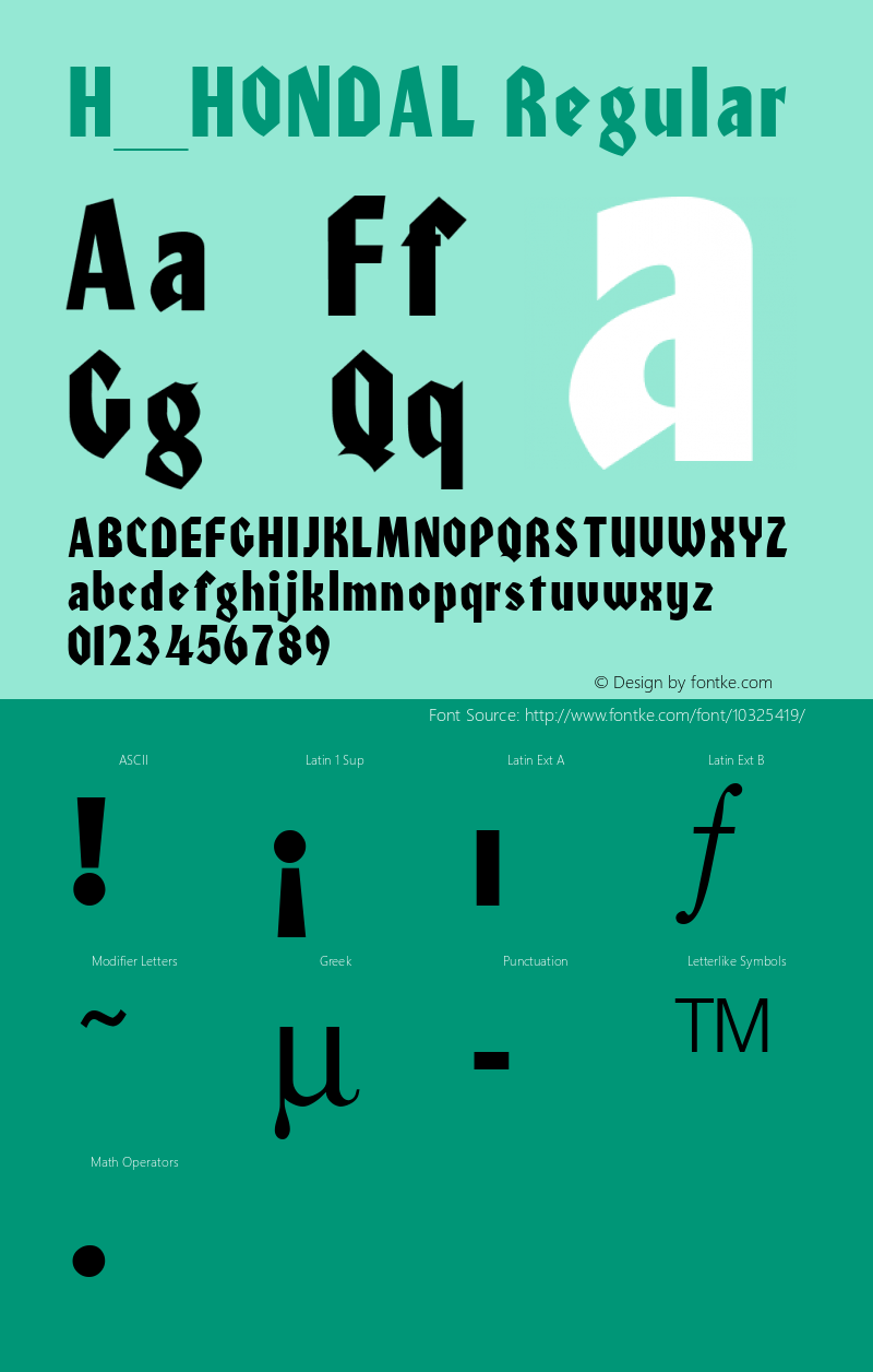 H_HONDAL Regular 1997. 01. 26. Font Sample