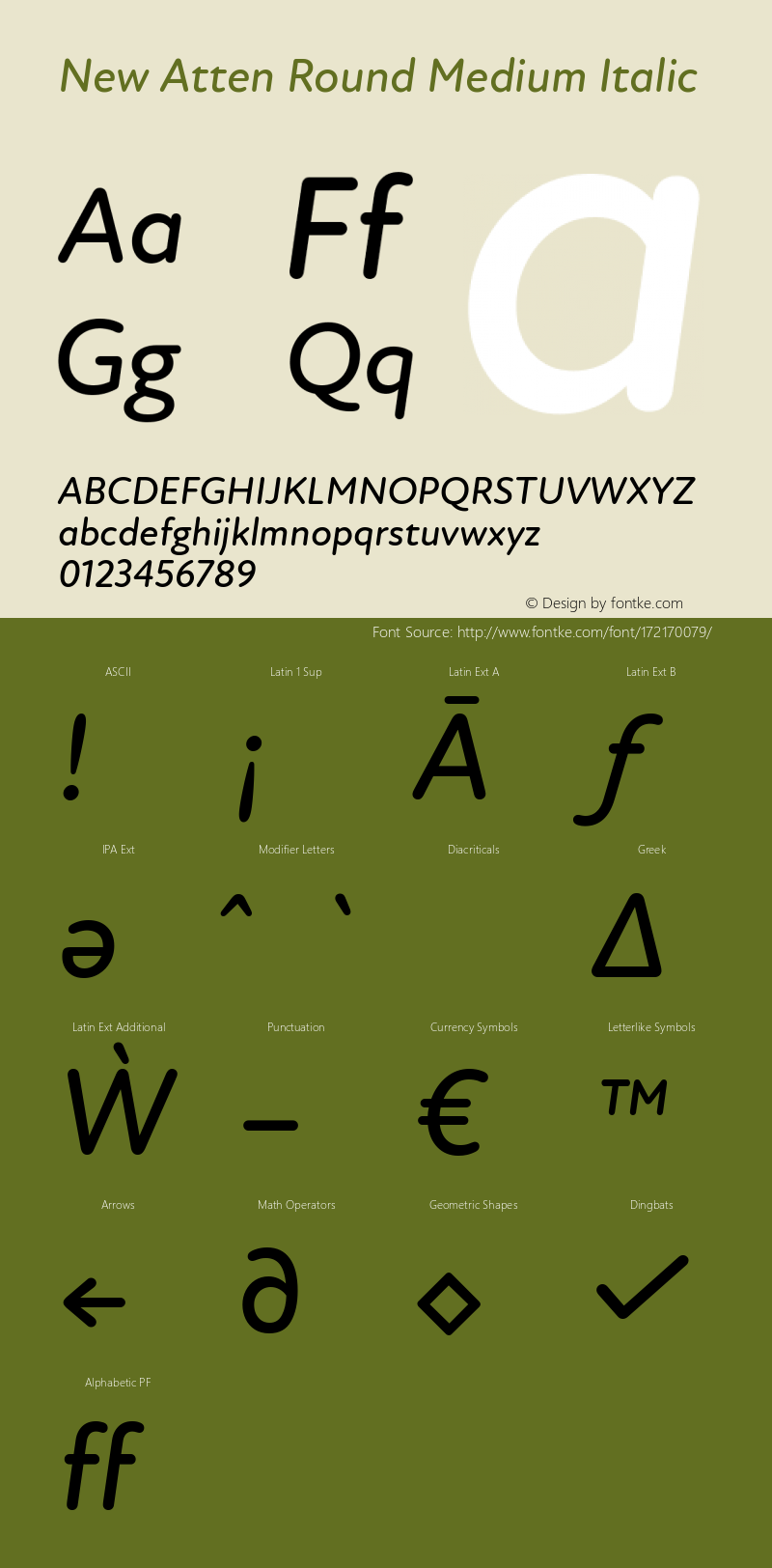 New Atten Round Medium Italic Version 1.101图片样张