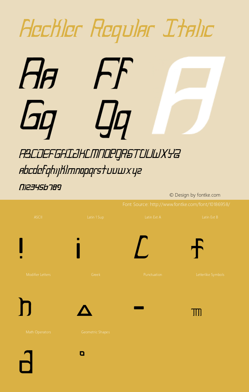 Heckler Regular Italic 001.001 Font Sample