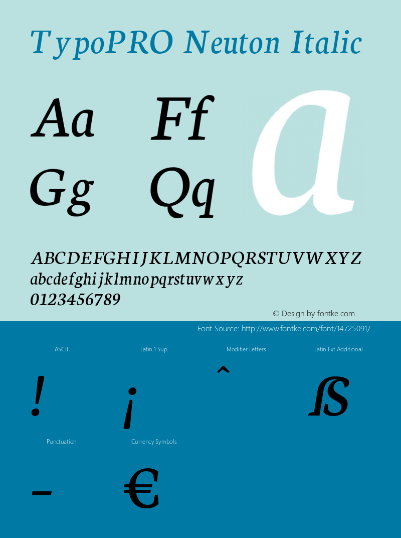 TypoPRO Neuton Italic Version 1.43 Font Sample