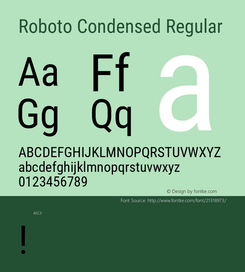 Roboto Condensed Regular  Font Sample