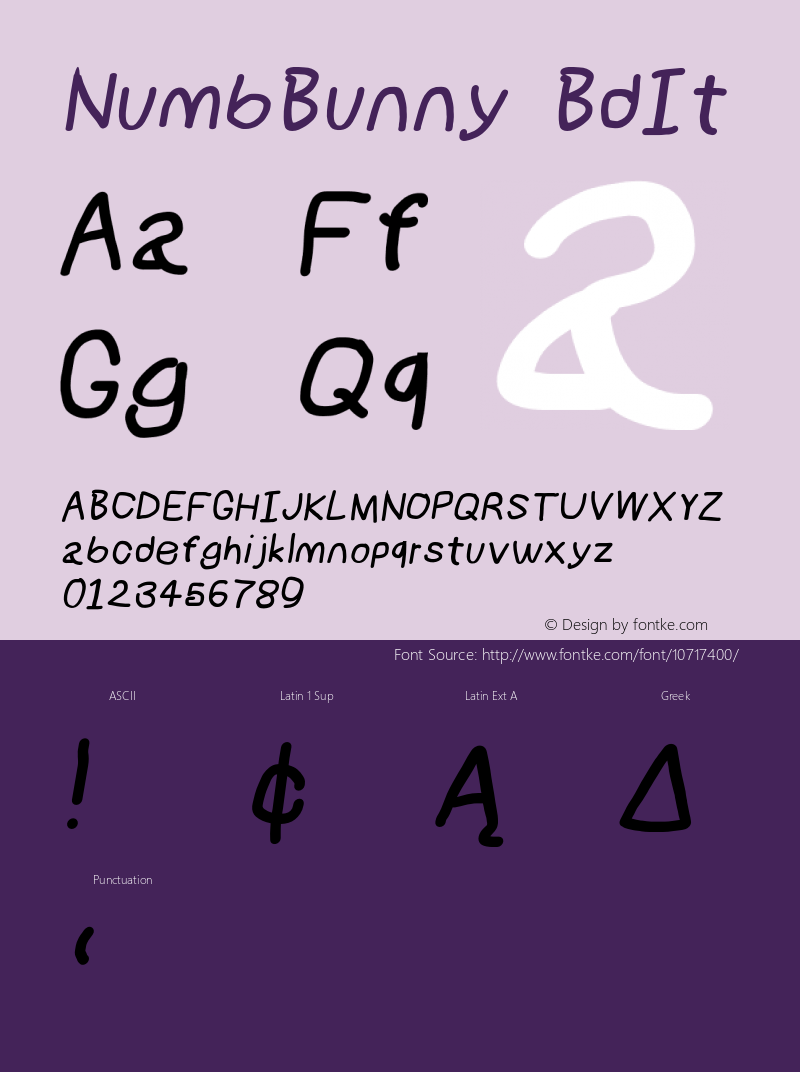 NumbBunny BdIt Version 1.0 Font Sample