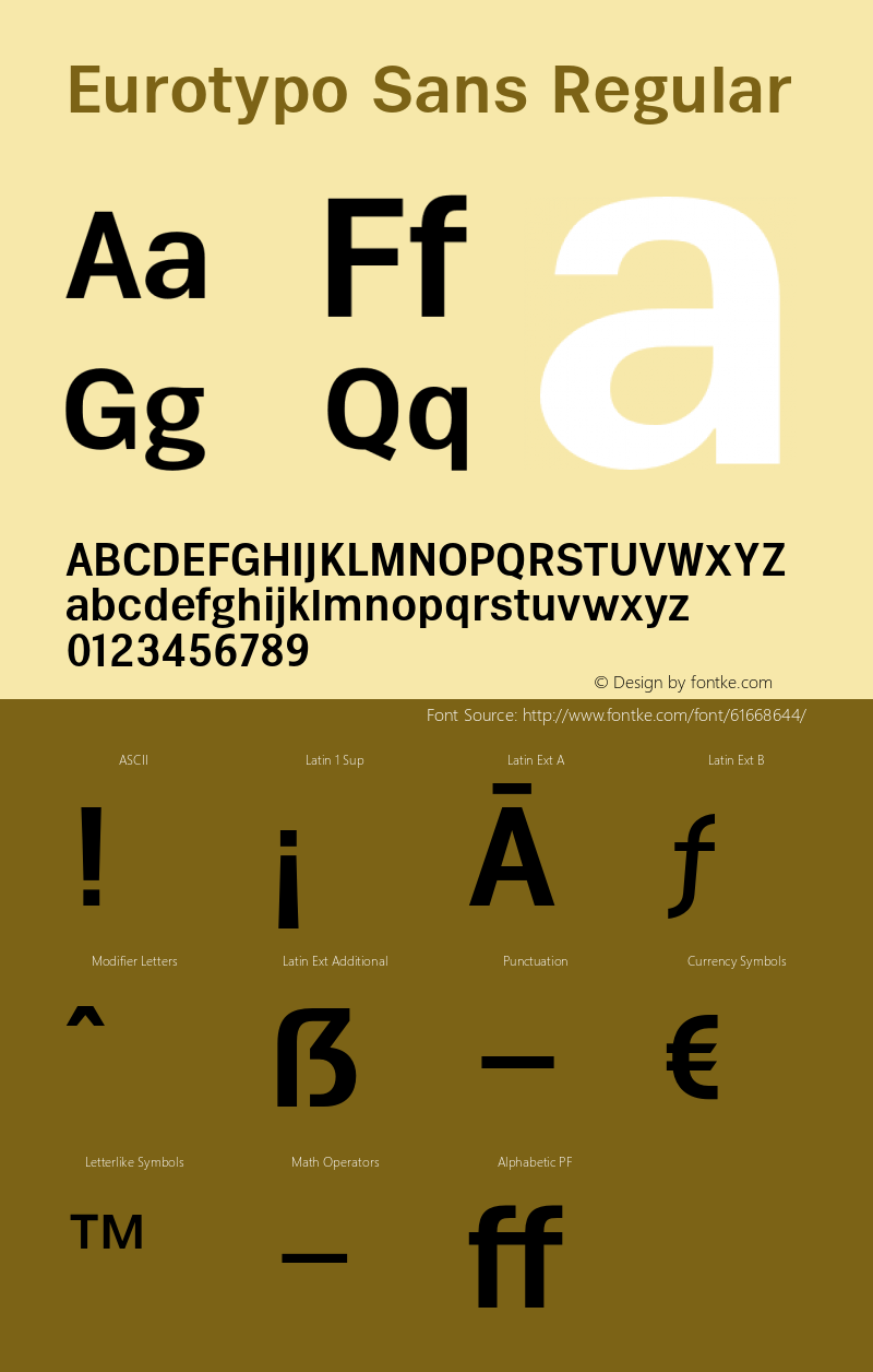 Eurotypo Sans W05 SemiBold Version 1.00 Font Sample