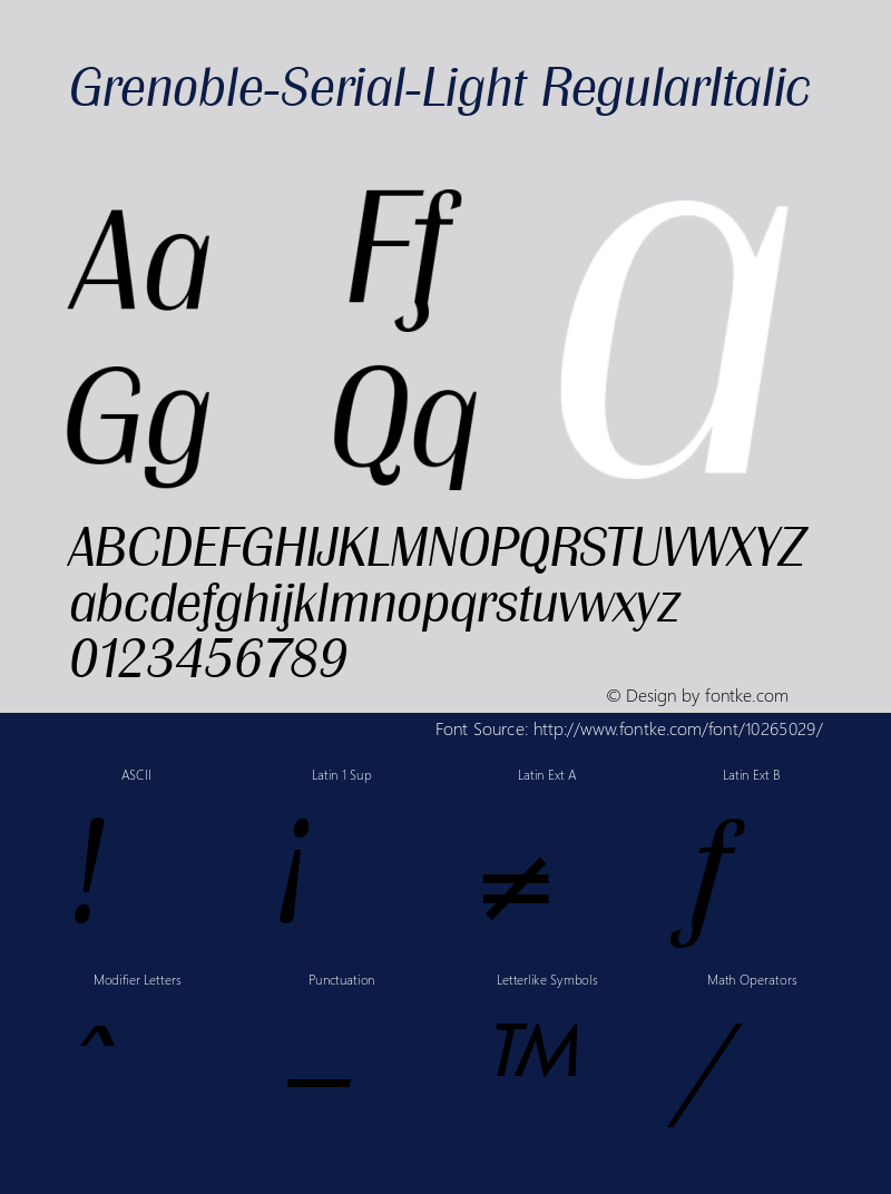 Grenoble-Serial-Light RegularItalic 1.0 Sat Oct 19 09:57:39 1996 Font Sample