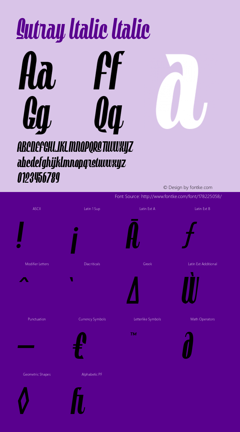 Sutray Italic Regular Italic Version 1.000图片样张