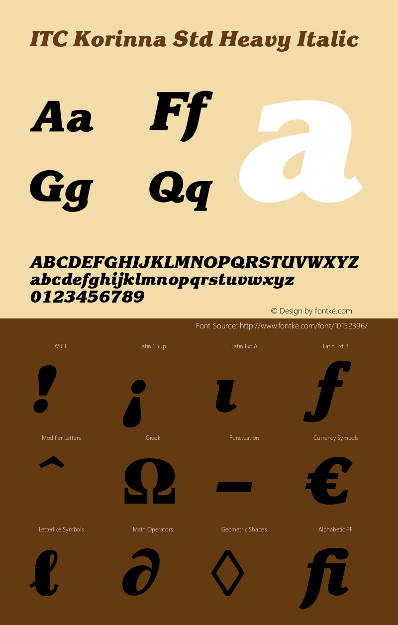 ITC Korinna Std Heavy Italic Version 2.001;PS 002.000;hotconv 1.0.38 Font Sample