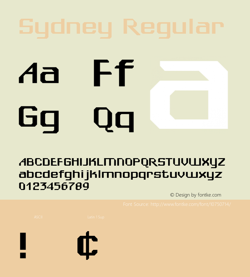 Sydney Regular Altsys Fontographer 3.5  3/13/92 Font Sample