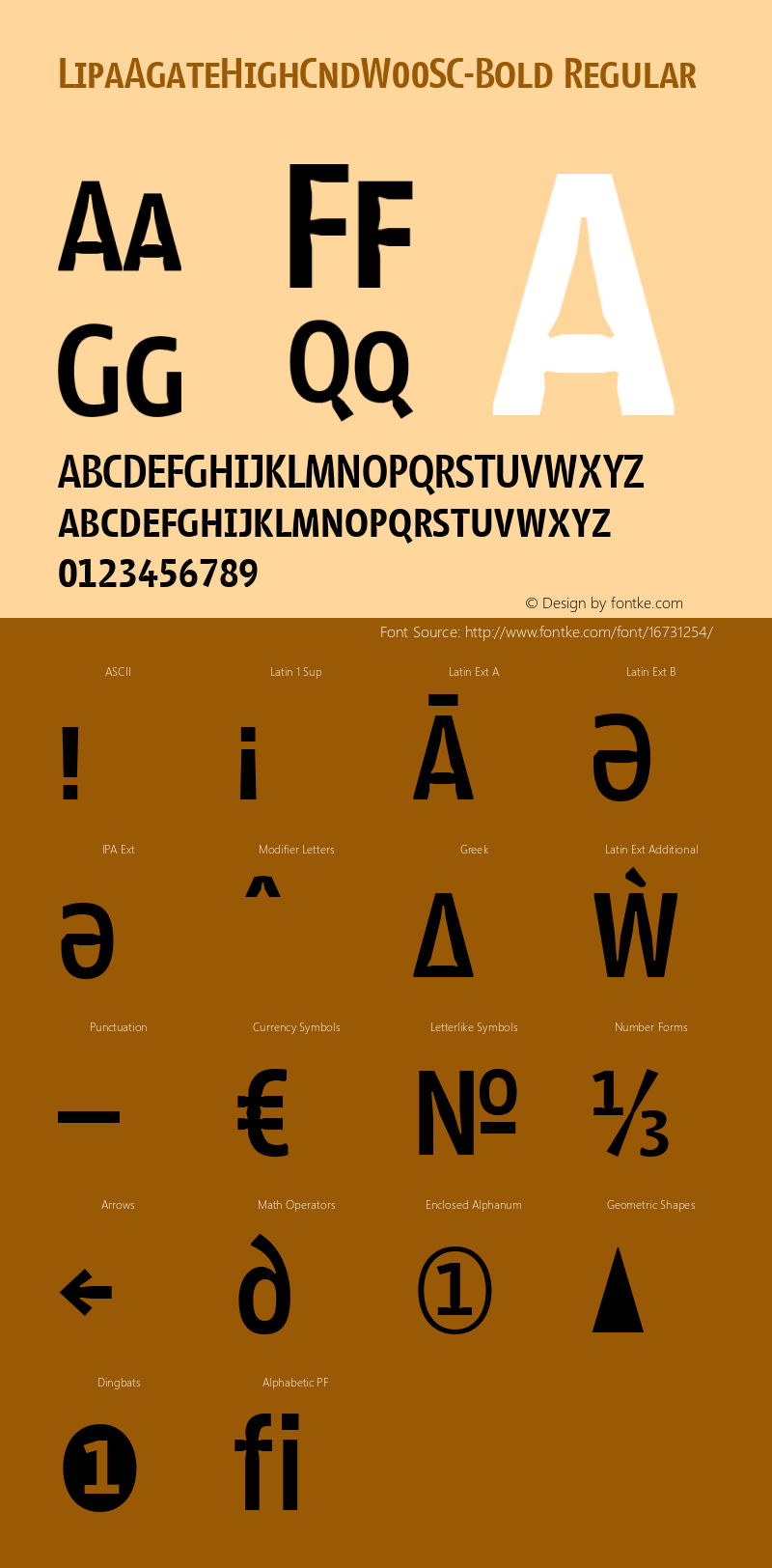 LipaAgateHighCndW00SC-Bold Regular Version 1.00 Font Sample