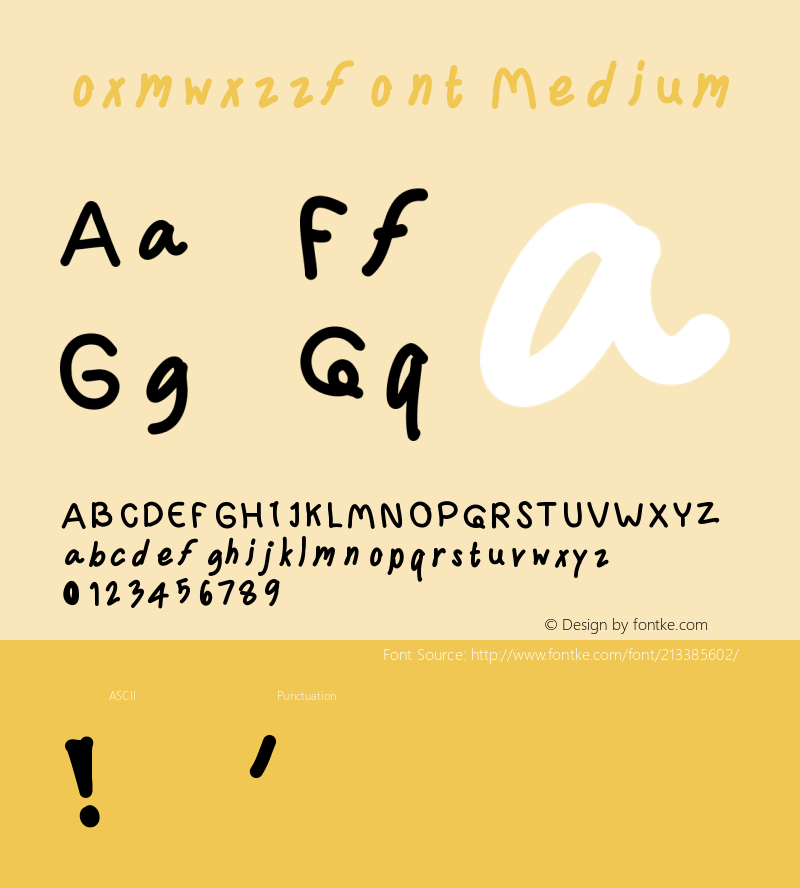 oxmwxzzfont Version 001.000图片样张