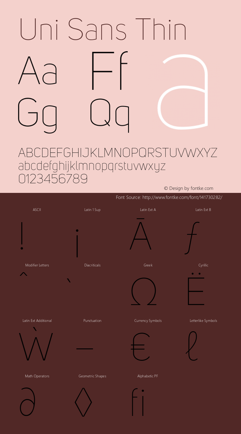 Uni Sans Thin Version 1.029;PS 001.029;hotconv 1.0.88;makeotf.lib2.5.64775 Font Sample