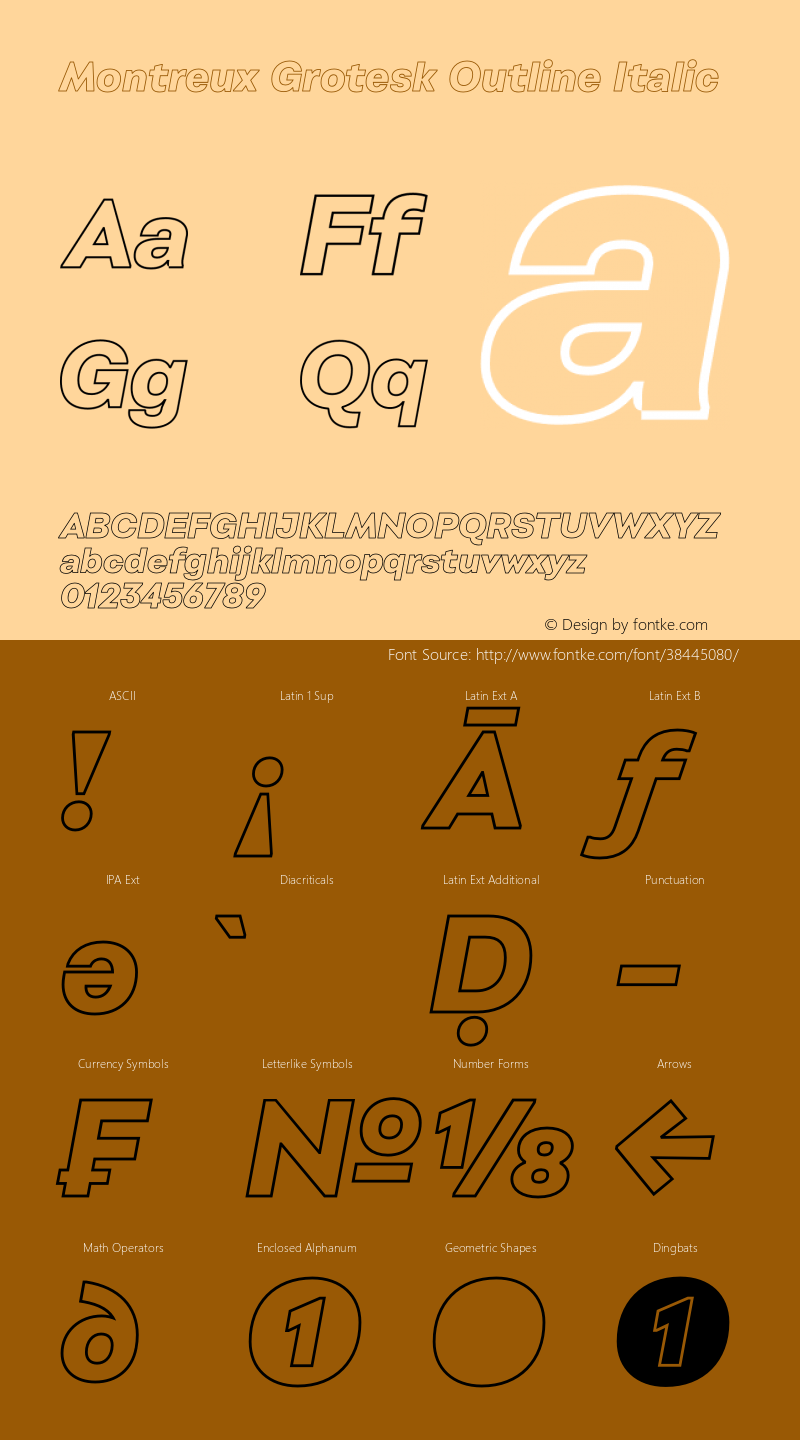 Montreux Grotesk Outline Italic Version 1.000;hotconv 1.0.109;makeotfexe 2.5.65596 Font Sample