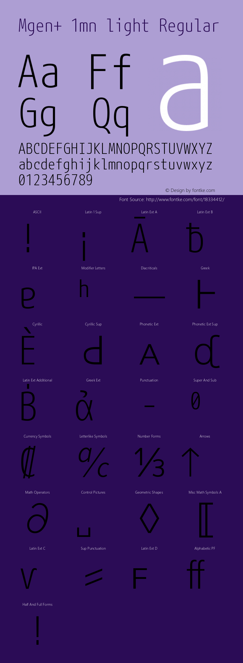 Mgen+ 1mn light Regular Version 1.059.20150602 Font Sample