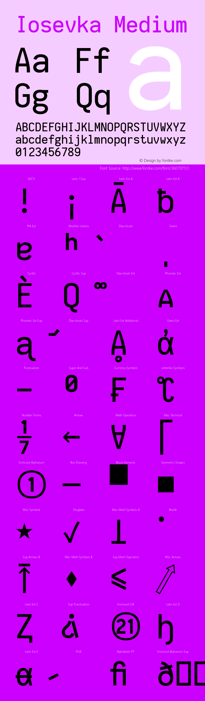 Iosevka Medium 2.2.1 Font Sample