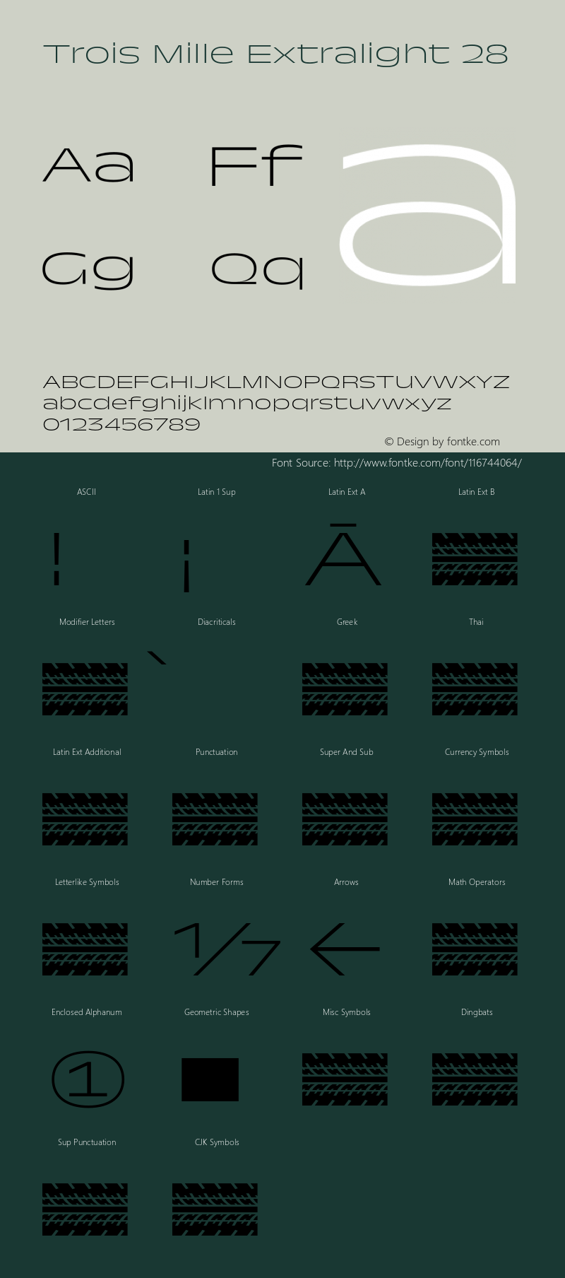 Trois Mille Extralight 28 Version 1.000;hotconv 1.0.109;makeotfexe 2.5.65596 Font Sample