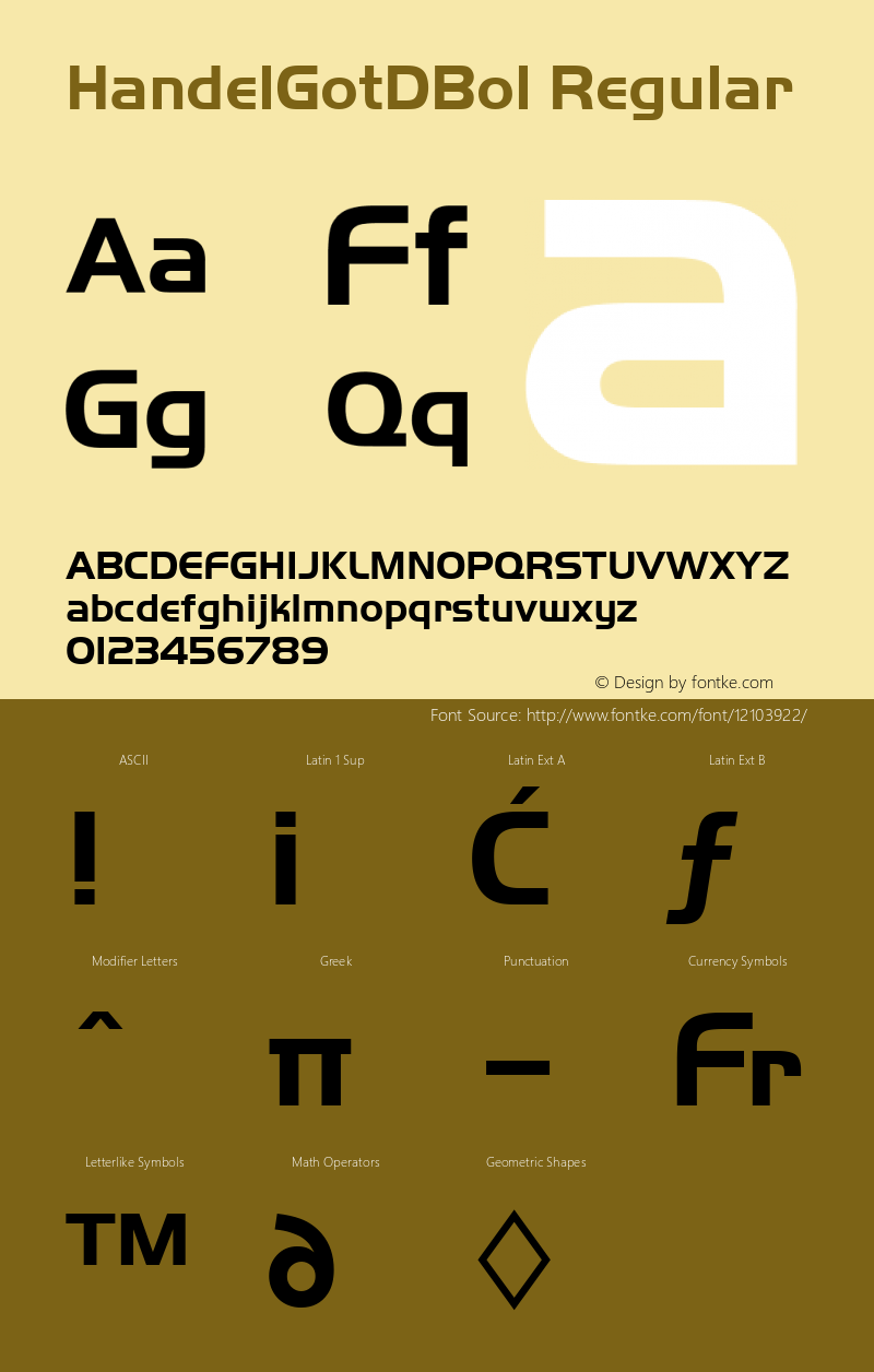 HandelGotDBol Regular Version 001.005 Font Sample