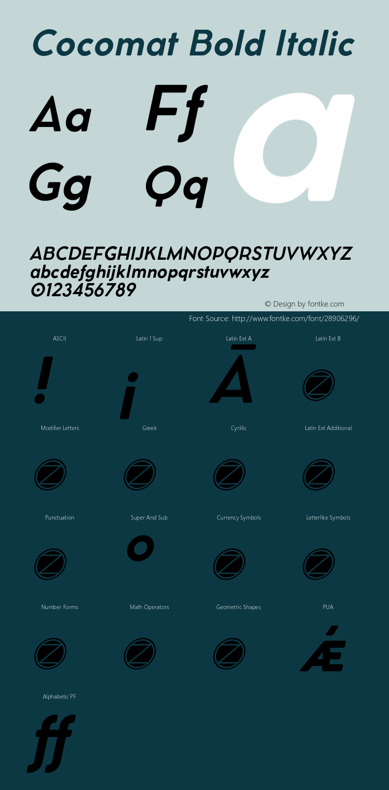 Cocomat-BoldItalic Version 2.001 Font Sample