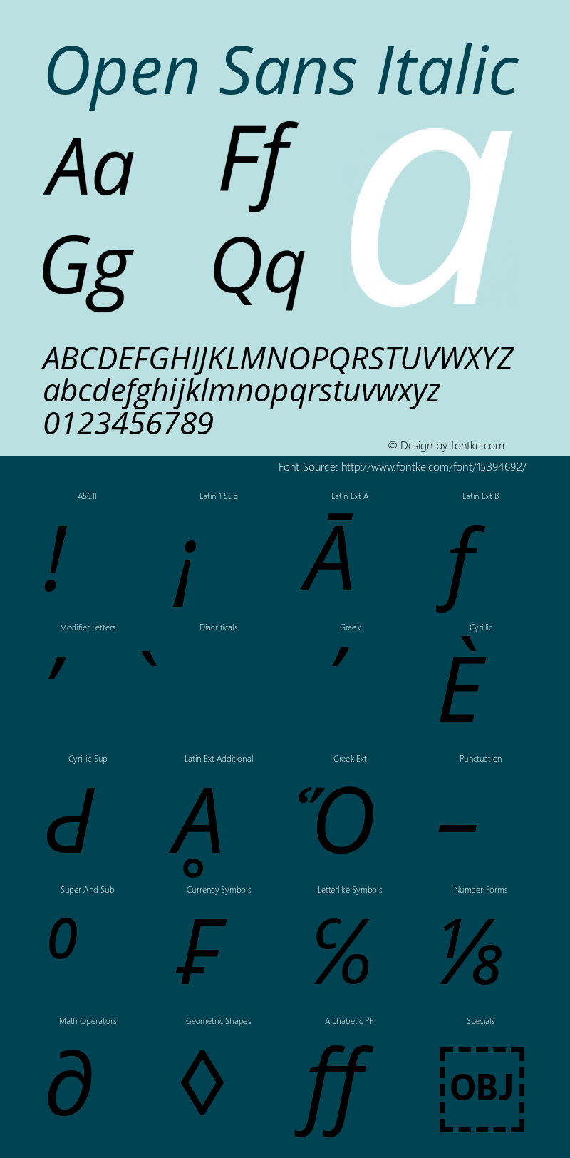 Open Sans Italic Version 1.10 Font Sample