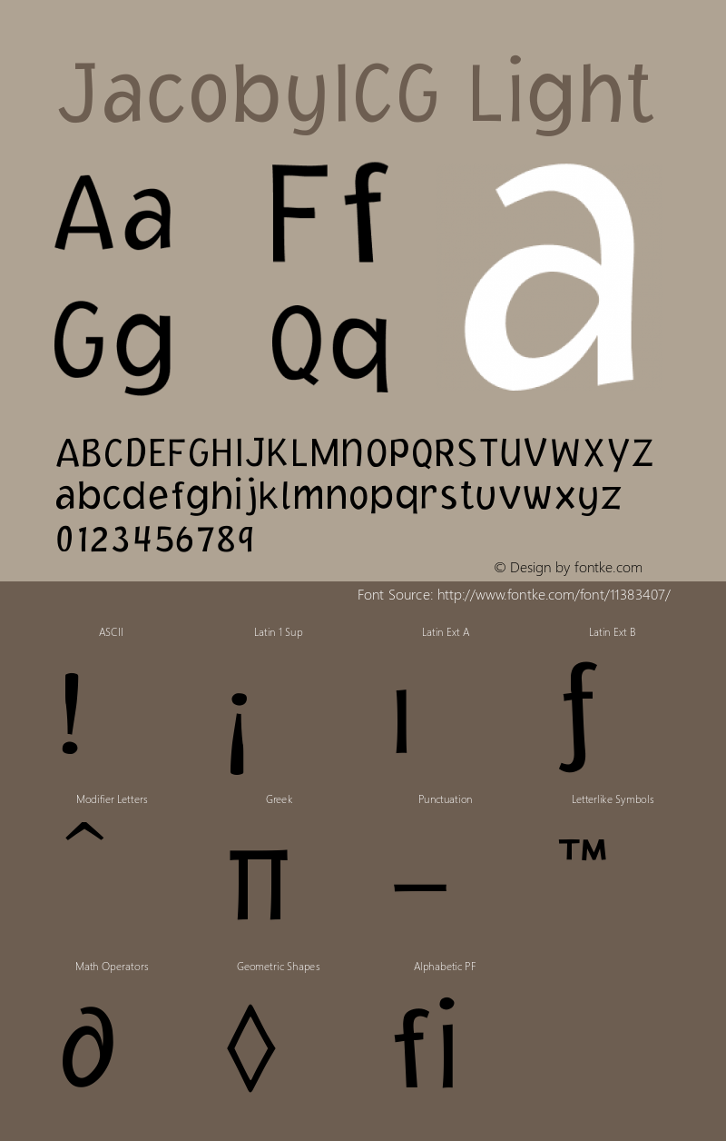 JacobyICG Light Version 001.000 Font Sample