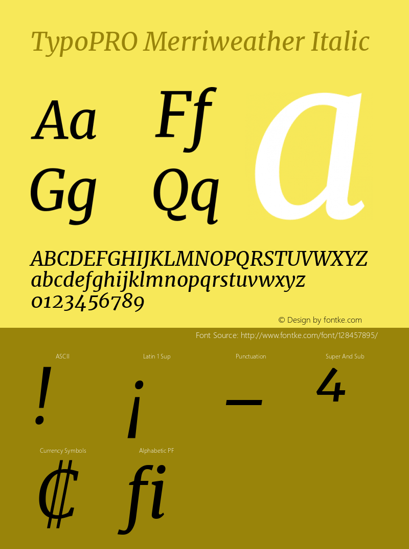 TypoPRO Merriweather Italic Version 2.002 Font Sample