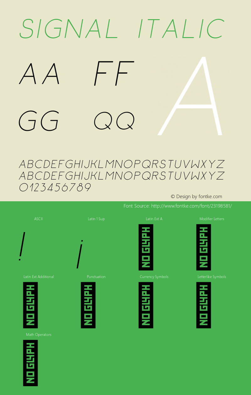 Signal-Italic Version 1.000 Font Sample