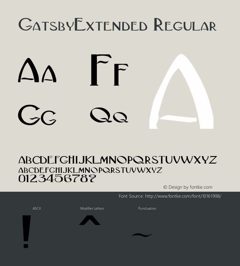 GatsbyExtended Regular Rev. 003.000 Font Sample