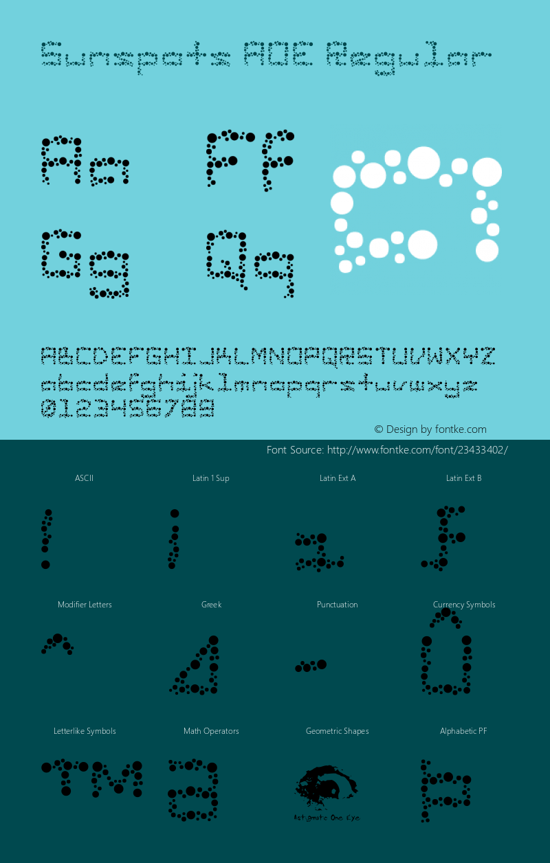 Sunspots AOE Macromedia Fontographer 4.1.2 3/28/00 Font Sample