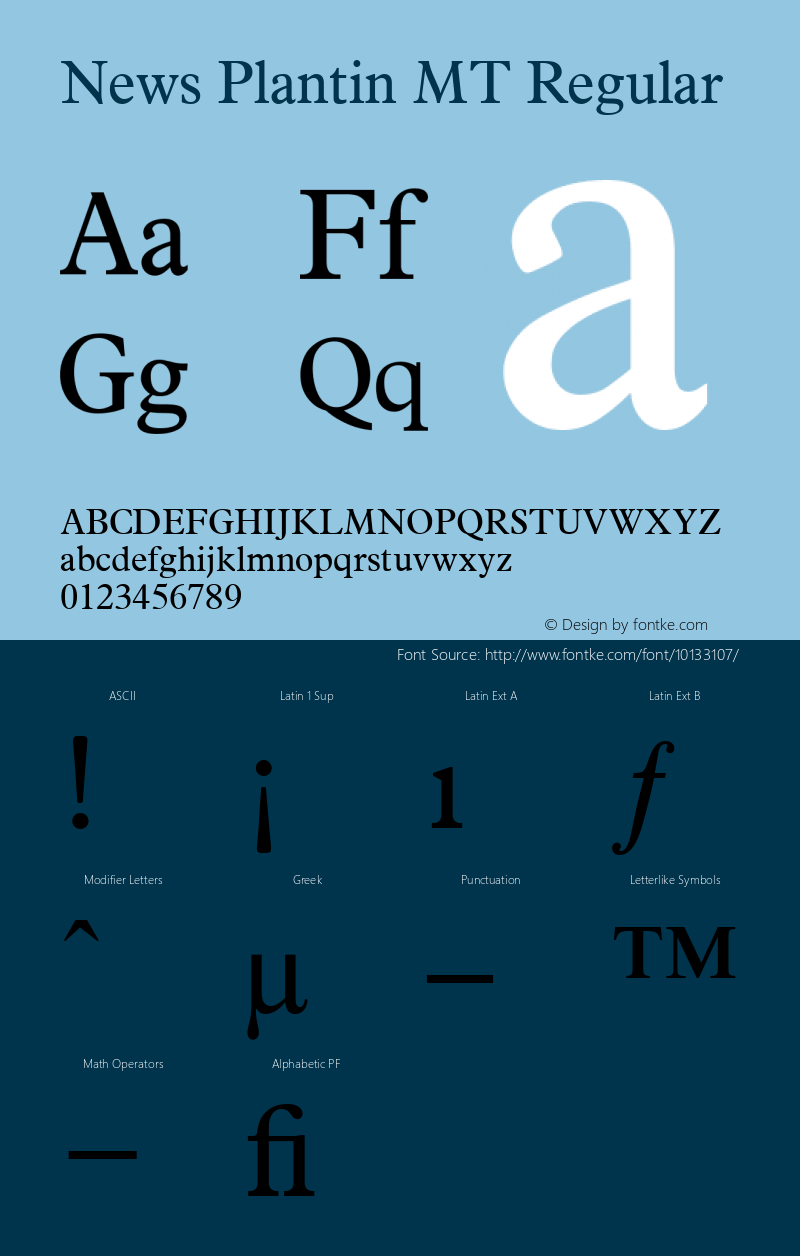 News Plantin MT Regular 001.002 Font Sample