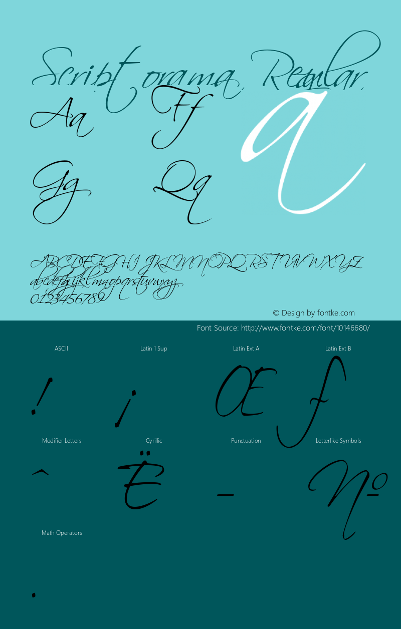 Scriptorama Regular Version 1.000 2005 initial release Font Sample