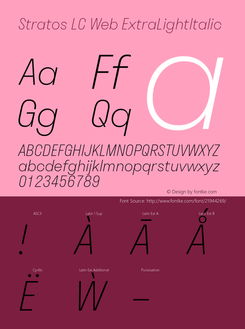 StratosLCWebExtraLightItalic Version 1.0 Font Sample