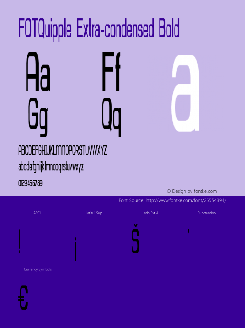 FOTQuipple-ExtracondensedBold Version 1.000 Font Sample