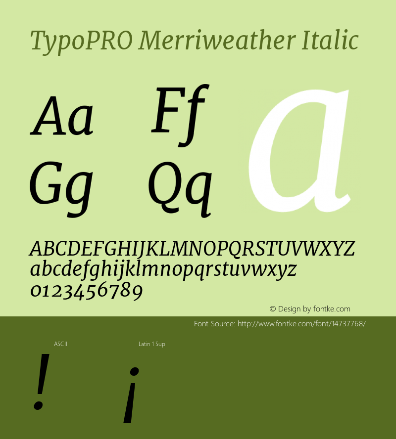 TypoPRO Merriweather Italic Version 1.001 Font Sample