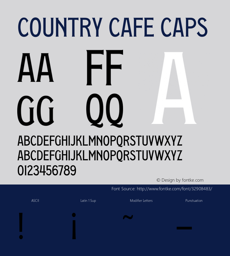 Country Cafe Caps Version 1.000;hotconv 1.0.109;makeotfexe 2.5.65596 Font Sample