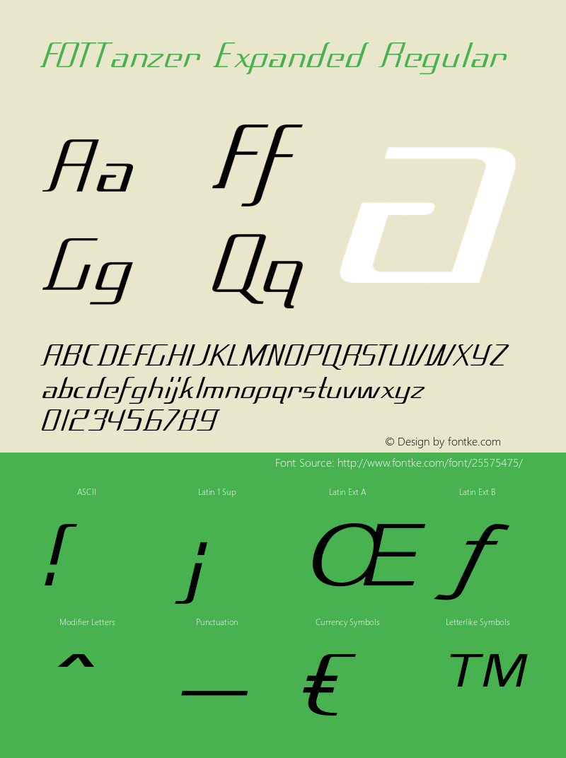 FOTTanzer-ExpandedRegular Version 1.000 Font Sample